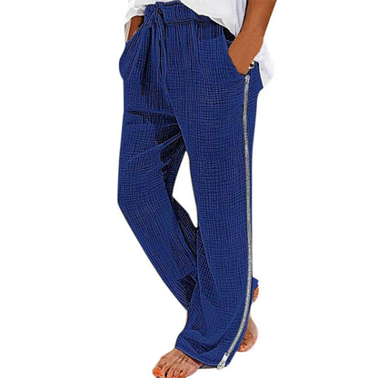Spring Autumn Men's Wide Leg Pants - Casual Zipper Pockets, Elastic Waist - Buy Center UK