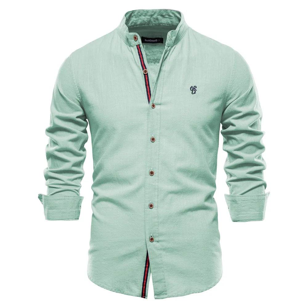 Buy Center Men’s 100% Cotton Solid Color Shirt - Elegant Embroidery - Buy Center UK