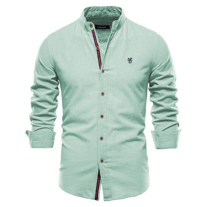 Buy Center Men’s 100% Cotton Solid Color Shirt - Elegant Embroidery - Buy Center UK