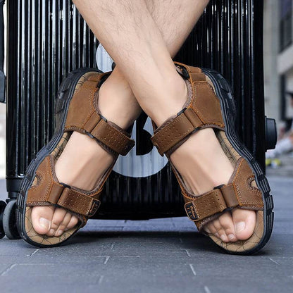 Buy Center Men's Genuine Leather Sandals - Casual Lightweight Design - Buy Center UK