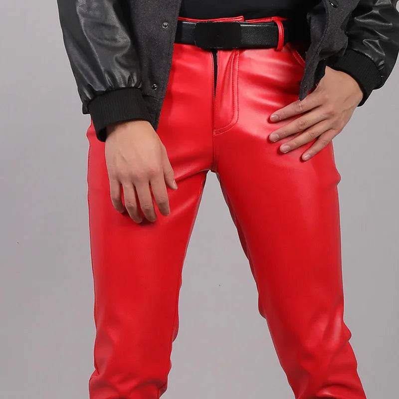 Buy Center Men's PU Leather Pants - Slim Fit Rock Style Trousers - Buy Center UK