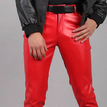 Buy Center Men's PU Leather Pants - Slim Fit Rock Style Trousers - Buy Center UK