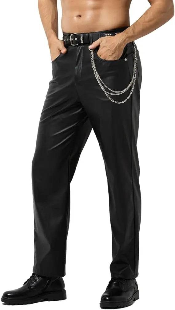 Arjen Kroos Faux Leather Disco Pants for Men - Casual & Stylish Trousers - Buy Center UK