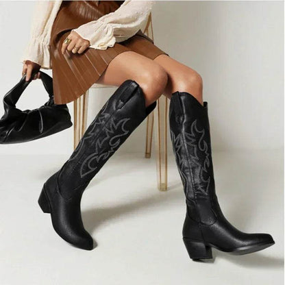 Buy Center Brown PU Leather Knee High Boots - Pointed Toe Design - Buy Center UK