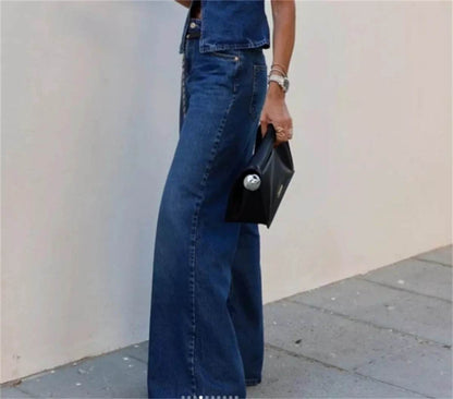 Buy Center Women Jeans 2 Piece Set - Chic Vest & Wide Leg Pants - Buy Center UK