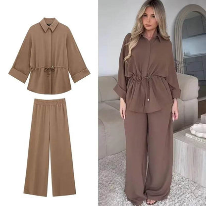 TFMLN Women's Spring Summer Blouse Pant Set - Casual Stylish Outfit - Buy Center UK