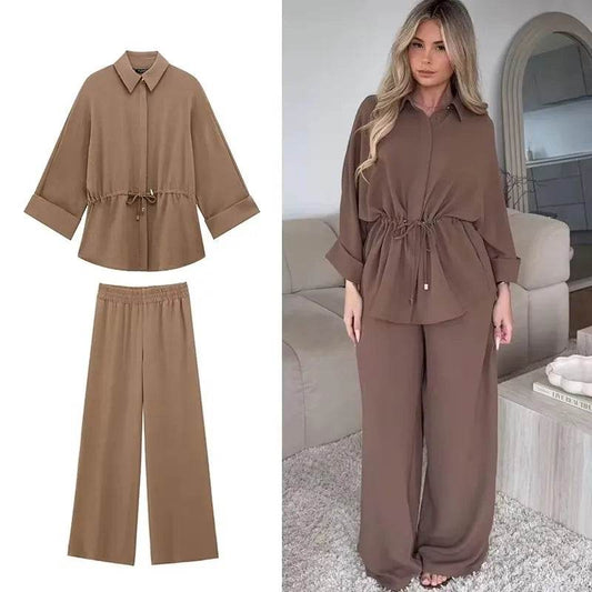 TFMLN Women's Spring Summer Blouse Pant Set - Casual Stylish Outfit - Buy Center UK
