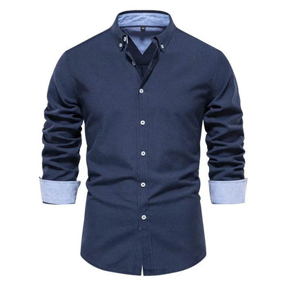 AIOPESON Men's Oxford Shirt - Cotton Blend, Long Sleeve & Casual Style - Buy Center UK