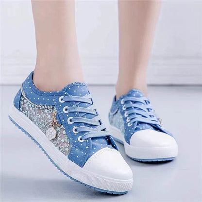 Buy Center Women's Summer Casual Shoes - Breathable Cutout Canvas Sneakers - Buy Center UK