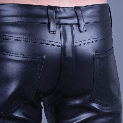 Buy Center Men's Black Faux Leather Pants - Zip Open-Crotch Design - Buy Center UK