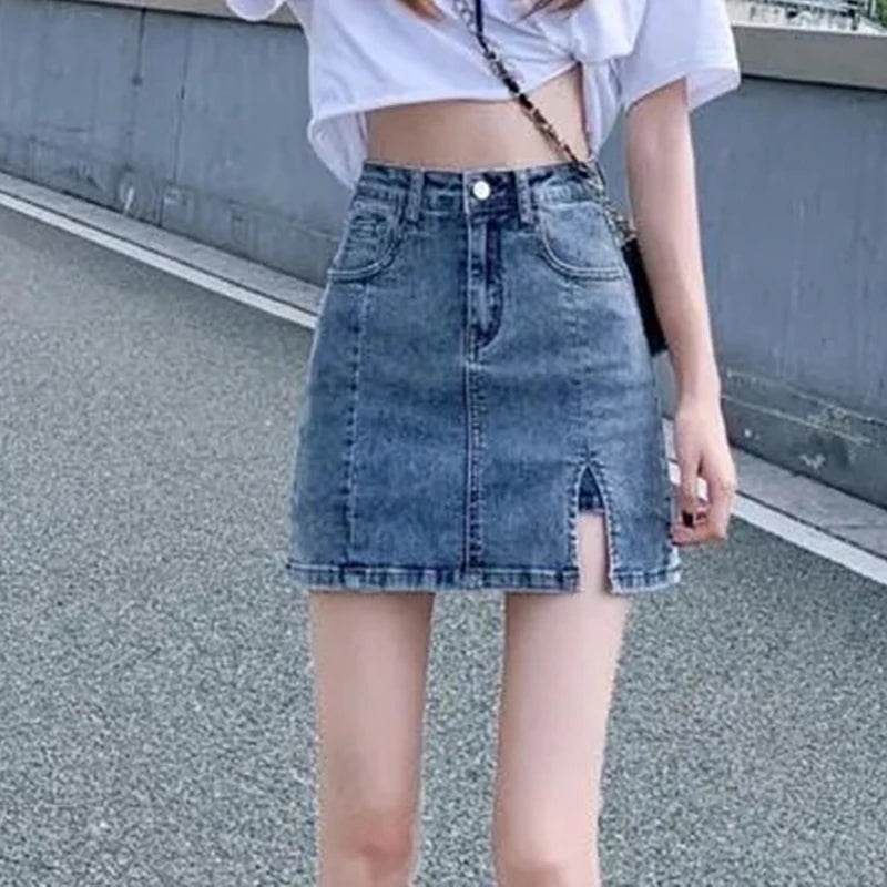Buy Center Korean High Waist Denim Mini Skirt - Sexy & Chic Design - Buy Center UK