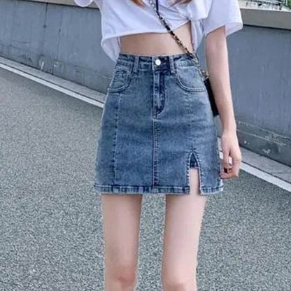 Buy Center Korean High Waist Denim Mini Skirt - Sexy & Chic Design - Buy Center UK