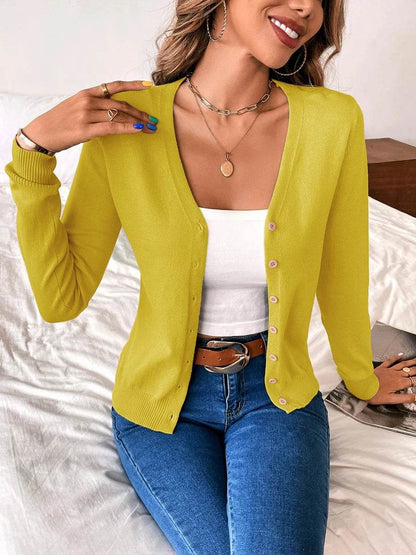Buy Center Women's Vintage V Neck Cardigan - Cozy Knit Sweater Top - Buy Center UK