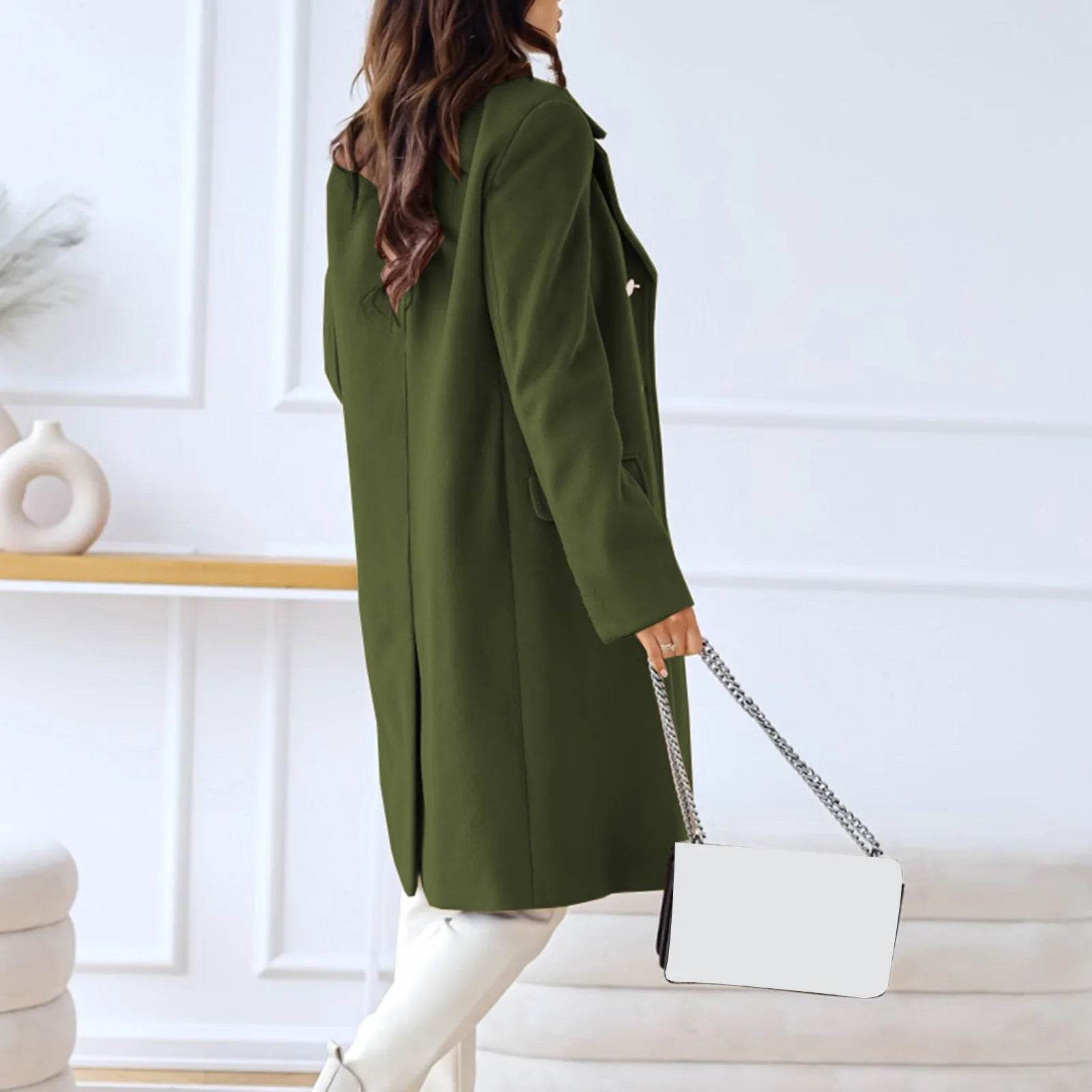 Buy Center Winter Women Overcoat - Double-Breasted Turn-Down Collar - Buy Center UK