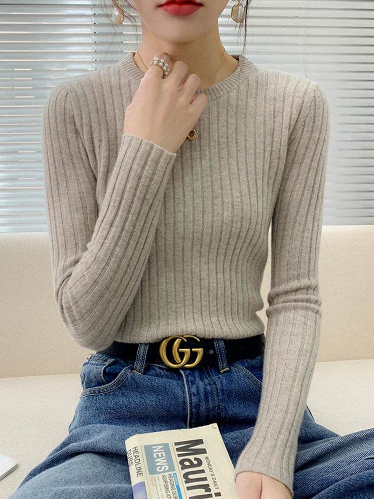 Buy Center Women's Ribbed Sweater - Soft Long Sleeve Pullover - Buy Center UK