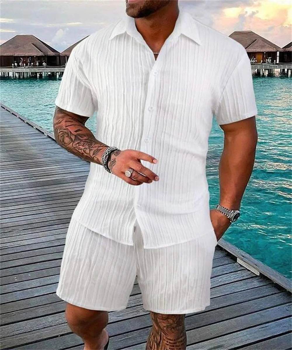 Buy Center 2024 Men's Summer Beach Suit - Casual Shirt & Shorts - Buy Center UK