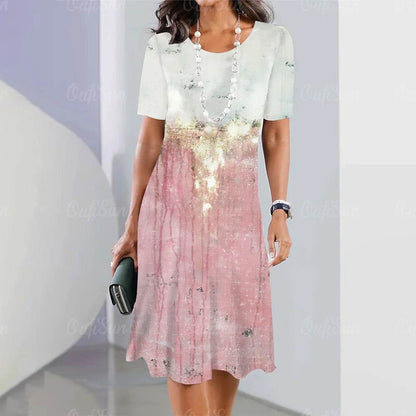 2024 Women's Plus Size Midi Dress - Elegant Graphic Print & Comfort - Buy Center UK