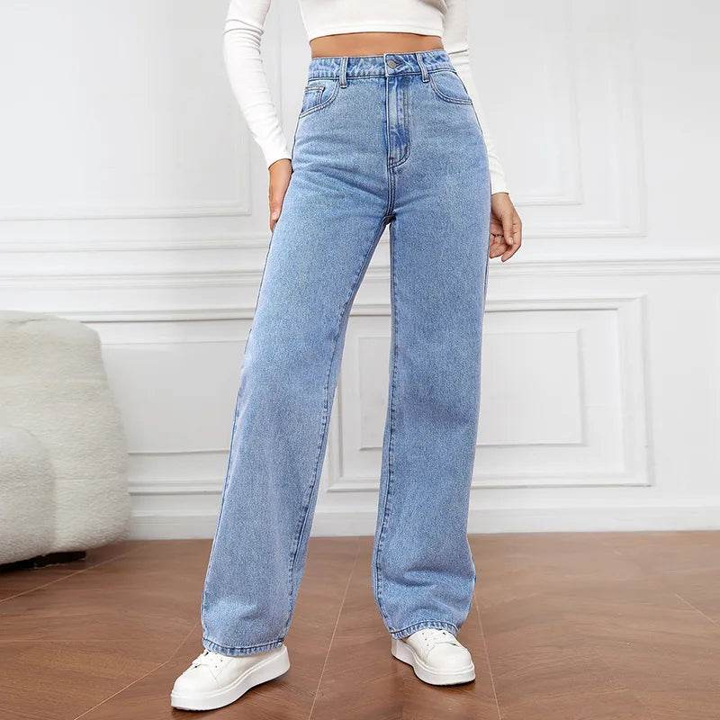 Buy Center Fashion Retro Blue Jeans Women - High Waisted, Baggy Fit - Buy Center UK