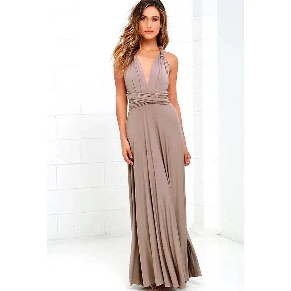 Buy Center Multi-Worn V-Neck Maxi Dress - Elegant Summer Style - Buy Center UK