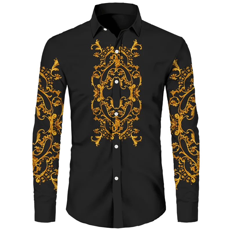 Buy Center Men's Button Long Sleeve Shirt - Lion Palm Graphic Design - Buy Center UK