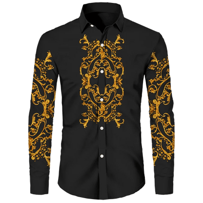 Buy Center Men's Button Long Sleeve Shirt - Lion Palm Graphic Design - Buy Center UK