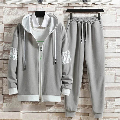 Buy Center Men's Hooded Cardigan Sweatpants Set - Casual Spring Outfit - Buy Center UK