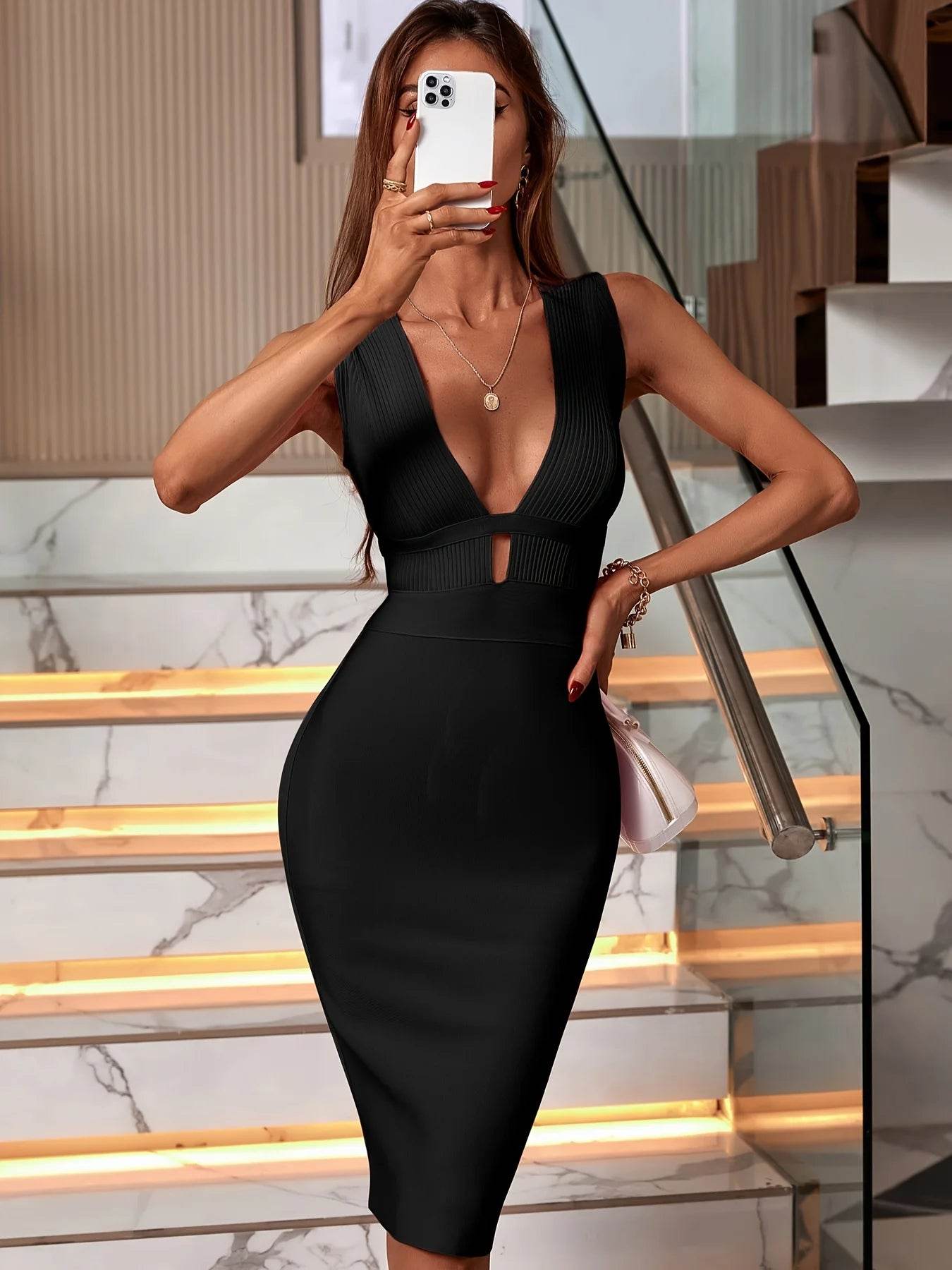 Buy Center Women's Elegant Green Midi Bodycon Backless Dress - Buy Center UK