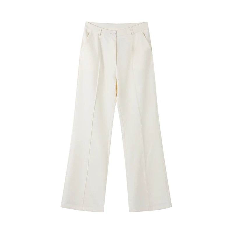 Women's Blazer Suit Trouser Set - High Waist Pants & Lace-Up Coat - Buy Center UK