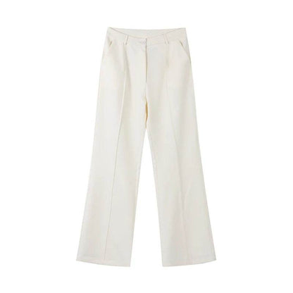 Women's Blazer Suit Trouser Set - High Waist Pants & Lace-Up Coat - Buy Center UK