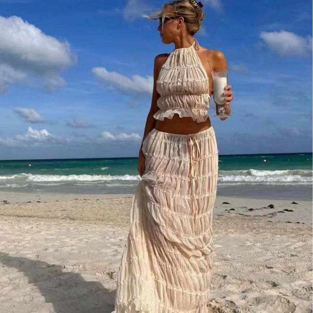 Buy Center Fashion Halter Neck Maxi Skirt Suit - Summer 2024 Style - Buy Center UK