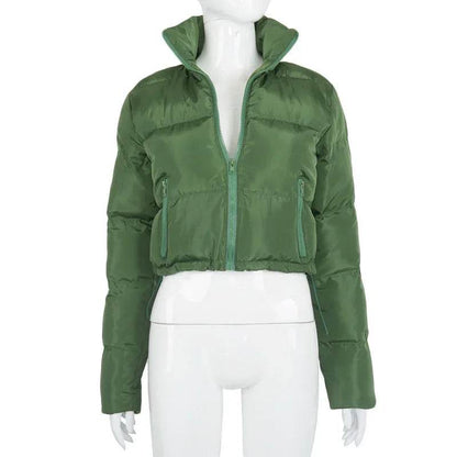 2024 Oversized Down Coat - Women's Cropped Puffer Jacket - Buy Center UK