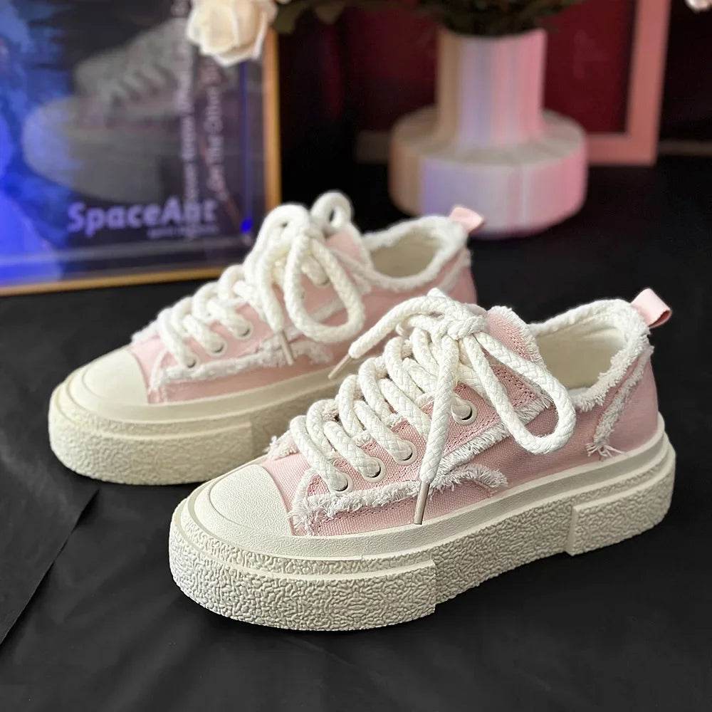 2024 Trendy Canvas Skateboarding Shoes - Comfortable Thick Bottom for Couples - Buy Center UK