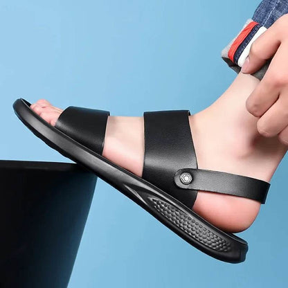 Buy Center Men's Genuine Leather Sandals - Casual Summer Fashion - Buy Center UK