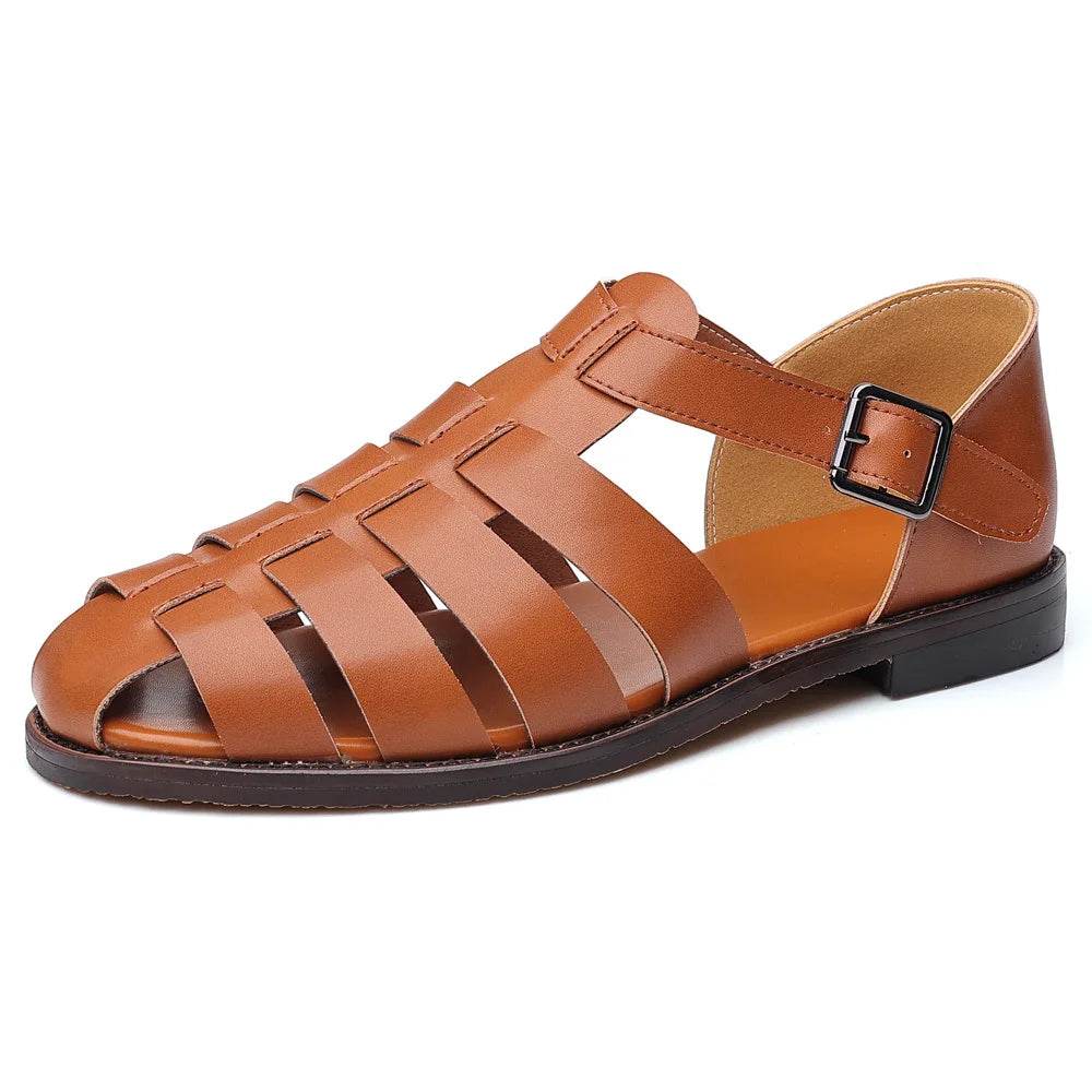 Buy Center Men's Leather Roman Sandals - Casual Beach Comfort - Buy Center UK