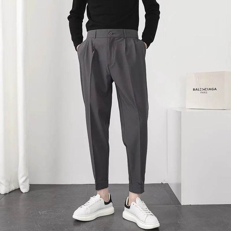 Buy Center Slim Tapered Men Pants - Elastic Waist Korean Style - Buy Center UK