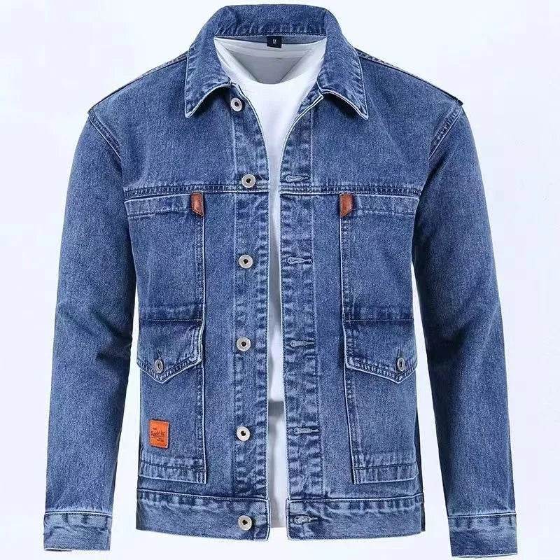 Buy Center Men's Solid Color Denim Jacket - Casual Loose Fit, Large Size - Buy Center UK