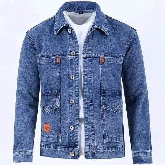 Buy Center Men's Solid Color Denim Jacket - Casual Loose Fit, Large Size - Buy Center UK