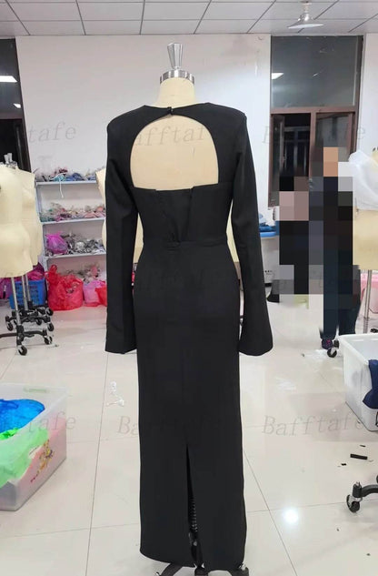 Customized Mermaid Black Prom Dress - Elegant Long Sleeves for Women - Buy Center UK