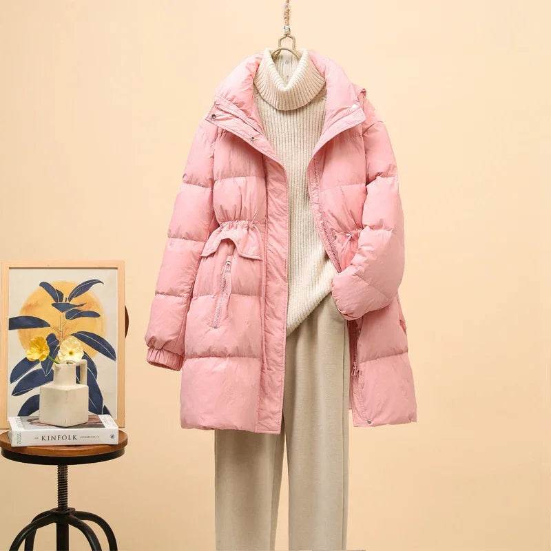 Buy Center Women's White Duck Down Puffer Jacket - Slim Fit & Hooded - Buy Center UK