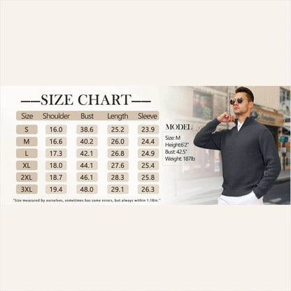 Buy Center Men's Winter Warm Mock Neck Zip Up Sweater - Soft Knit - Buy Center UK