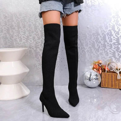 Buy Center Women's Slim Heel Boots - Breathable Over-the-Knee Design - Buy Center UK