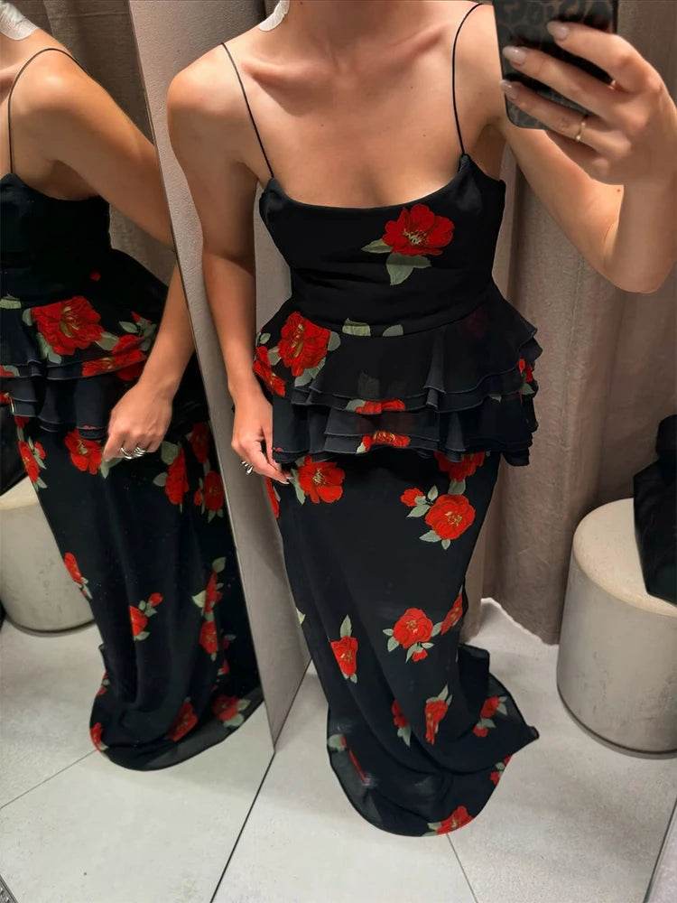 Buy Center Elegant Ruffle Top Skirt Set - Chic Floral Print Dress - Buy Center UK