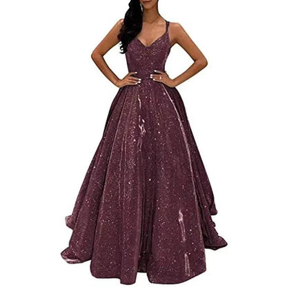 Buy Center Elegant Long Sleeveless Dress - Glowing Strap Design - Buy Center UK