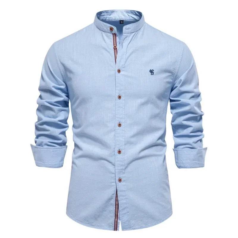 Buy Center Men's Fashion Business Shirt - Cotton Linen Long Sleeve - Buy Center UK