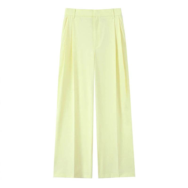 Willshela Women 2 Piece Set - Yellow Tank Top & Vintage Trousers - Buy Center UK