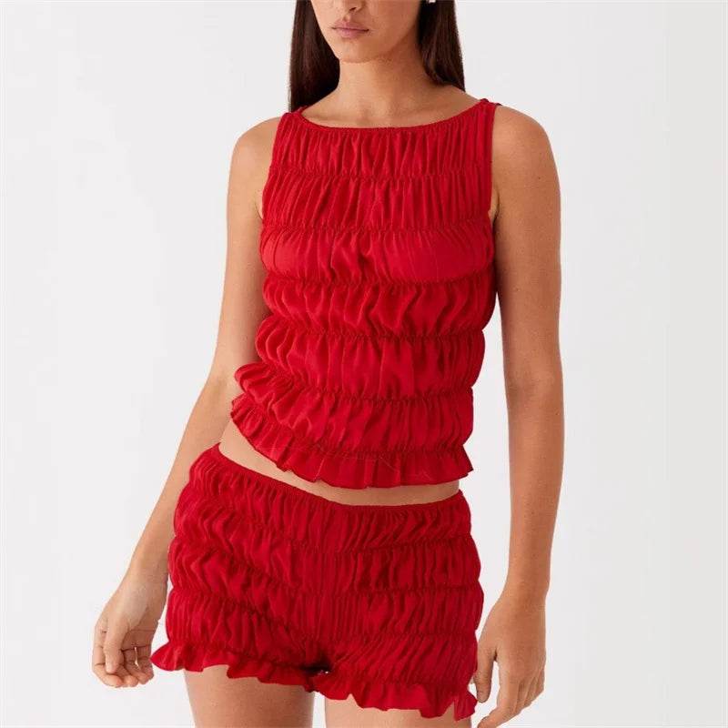 Women’s Summer O-neck Tank Top & Shorts Set - Chic Beach Outfit - Buy Center UK