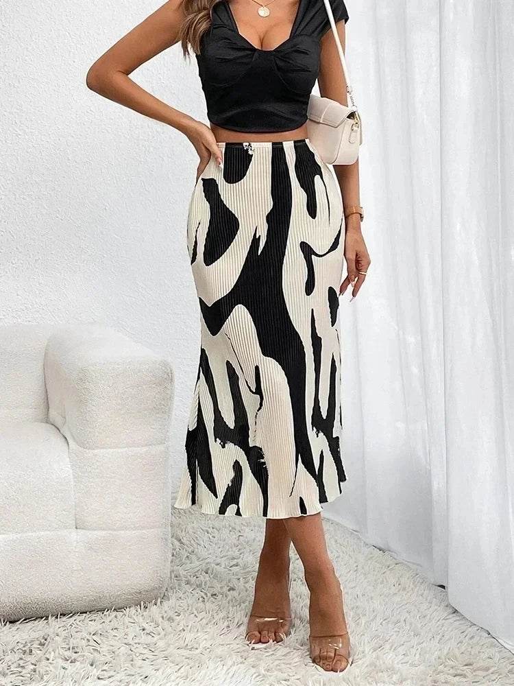 Buy Center Women's Pleated Midi Skirt - Autumn Fashion, High Waist - Buy Center UK