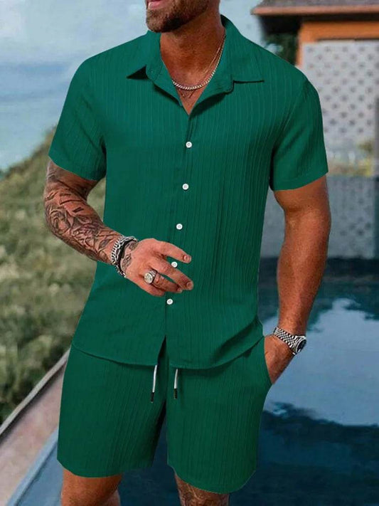 Buy Center Men's Polo Sports Suit - Casual Drawstring Shorts Set - Buy Center UK