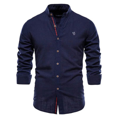 Buy Center Men’s 100% Cotton Solid Color Shirt - Elegant Embroidery - Buy Center UK