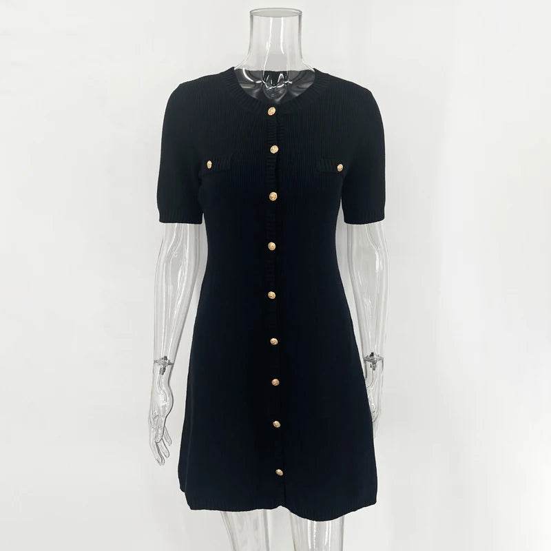 Buy Center Elegant White Knitted Mini Dress - Sexy Slim Fit Design - Buy Center UK
